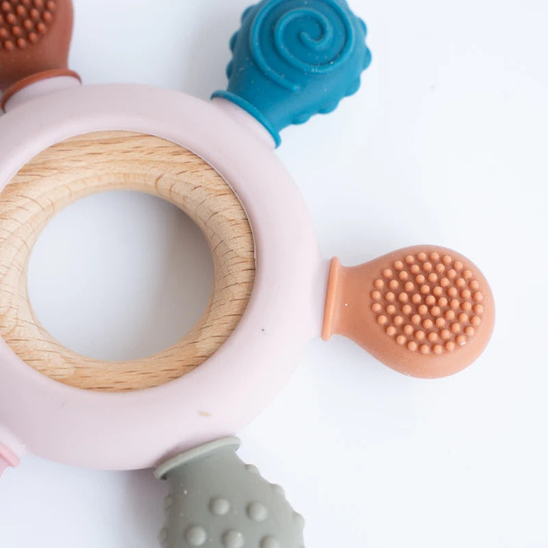 Silicone & Wooden Ring Baby Teether