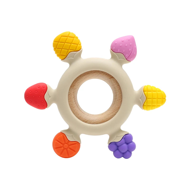 Silicone & Wooden Ring Baby Teether