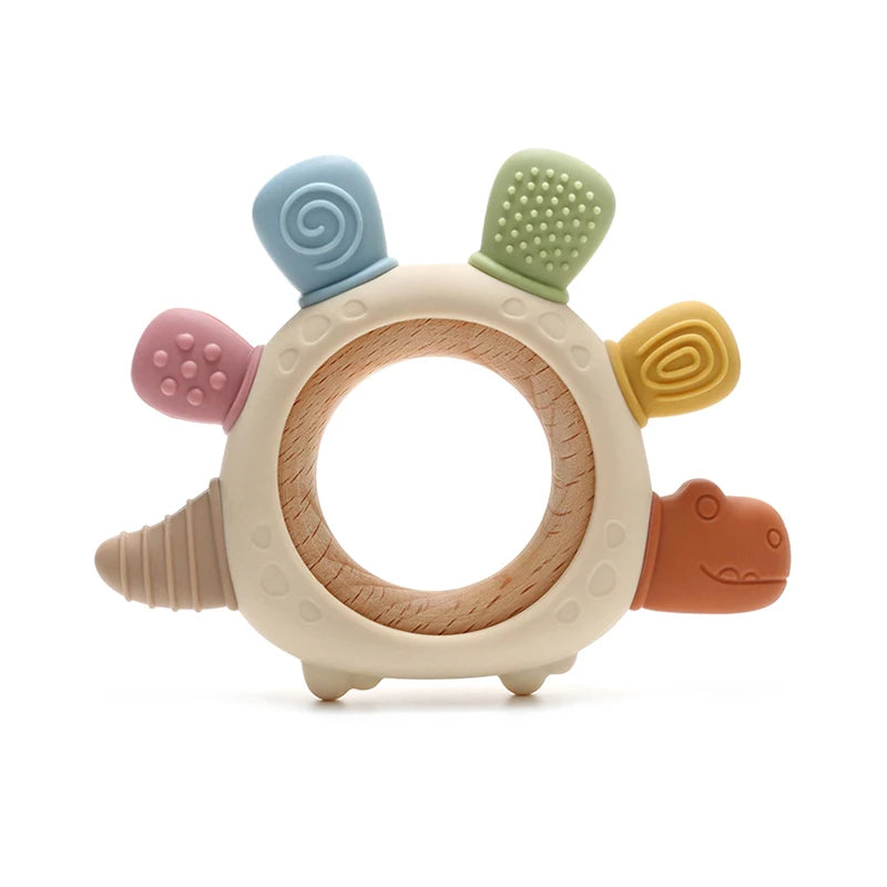 Silicone & Wooden Ring Baby Teether