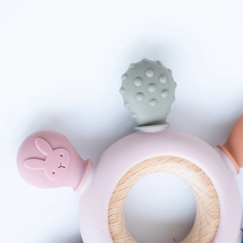 Silicone & Wooden Ring Baby Teether