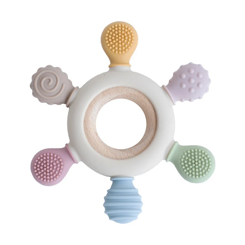 Silicone & Wooden Ring Baby Teether