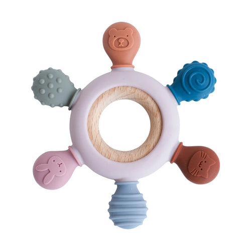 Silicone & Wooden Ring Baby Teether
