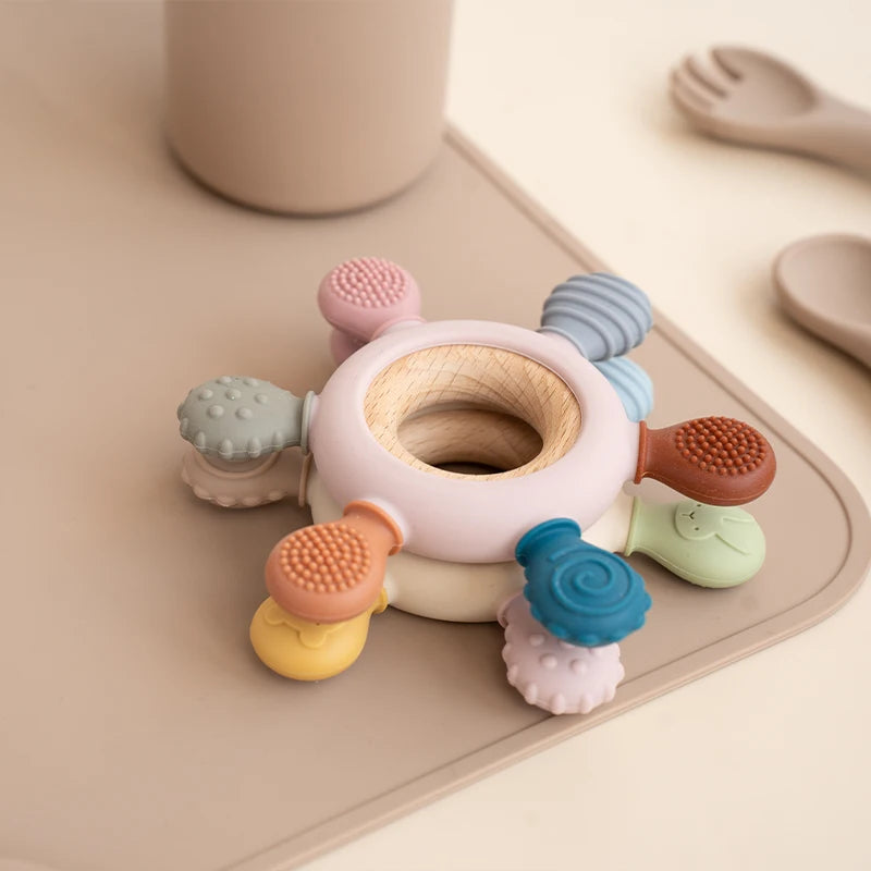 Silicone & Wooden Ring Baby Teether